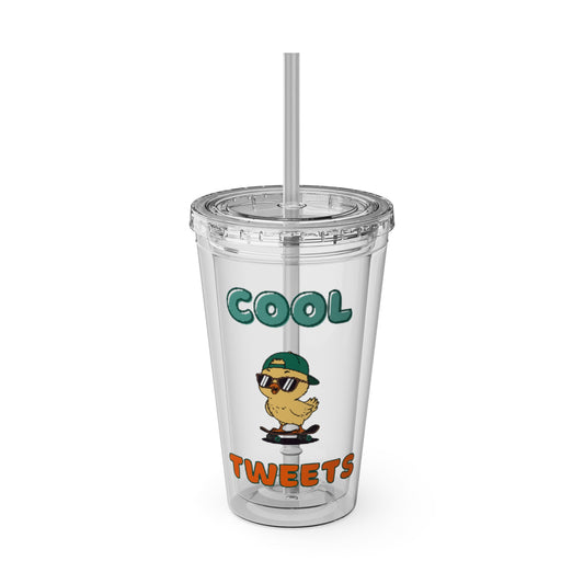 Sunsplash Cool Tweets Tumbler with Straw - Fun 16oz Drinkware for Summer Vibes