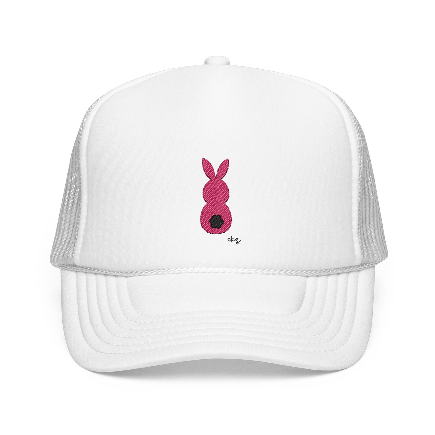 Playful Bunny Embroidered Foam Hat - Trendy Casual Accessories for Everyday Wear