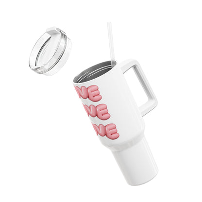 Love Tumbler Cup - 3D Heart Design, Romantic Gift Idea, Stainless Steel Travel Mug, Valentine's Day Gift, Insulated Drinkware