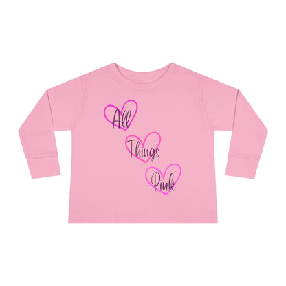 All Things Pink Toddler Shirt, Pink Kids Tee, Long Sleeve Baby Top, Cute Girl Clothes, Pink Toddler Apparel