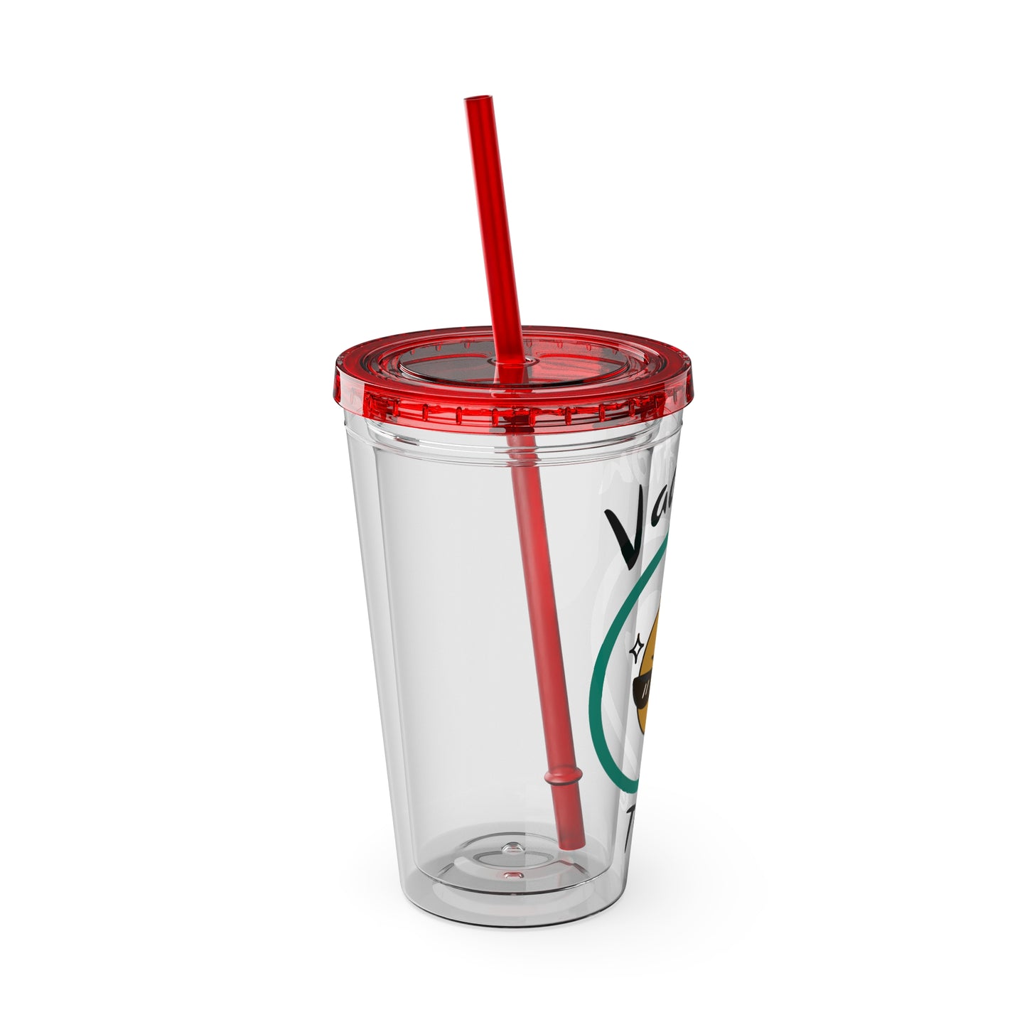 Sunsplash Vacation Time Tumbler with Straw | 16oz Clear Cup for Summer Drinks