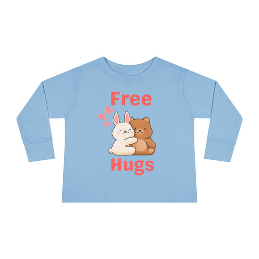 Cute Free Hugs Toddler Long Sleeve Tee, Bunny Bear Graphic Shirt, Kids Animal Hug Top, Snuggle Children's T-Shirt, Adorable Animal Costume