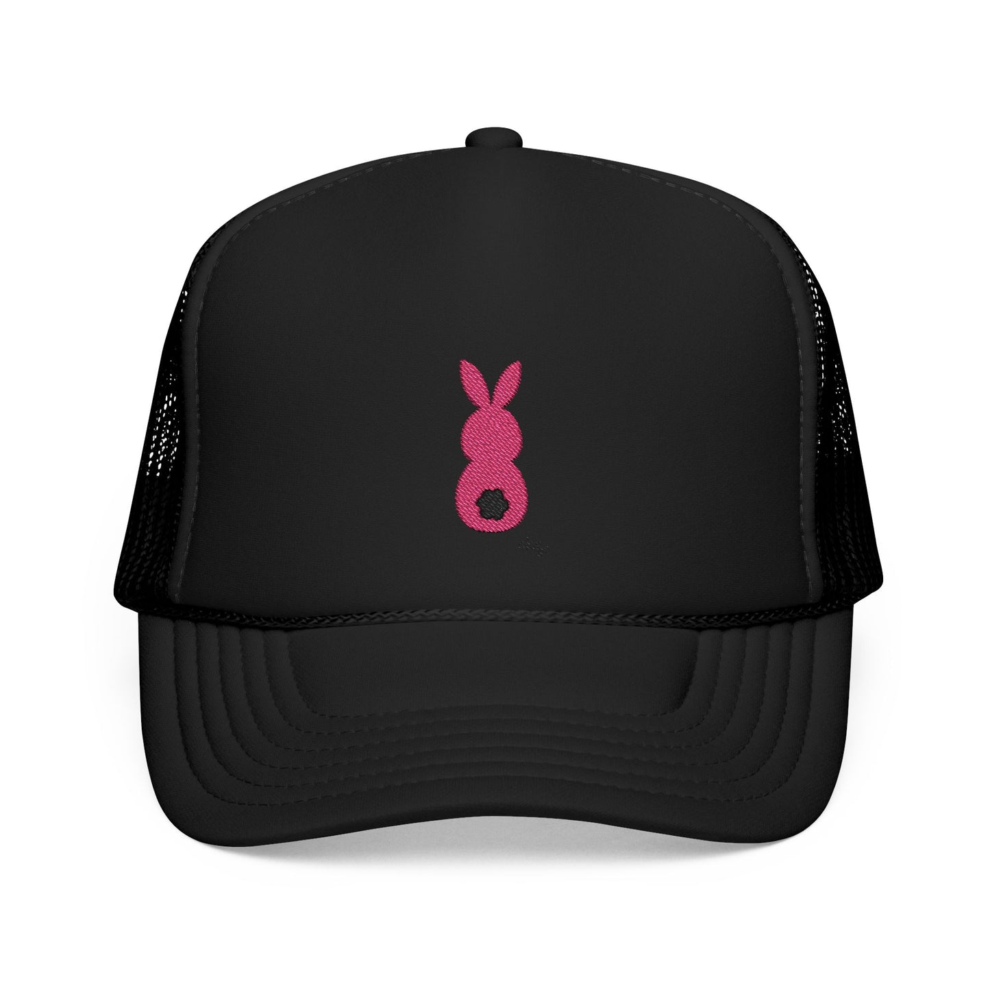 Playful Bunny Embroidered Foam Hat - Trendy Casual Accessories for Everyday Wear