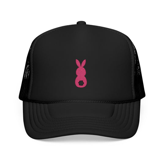 Playful Bunny Embroidered Foam Hat - Trendy Casual Accessories for Everyday Wear