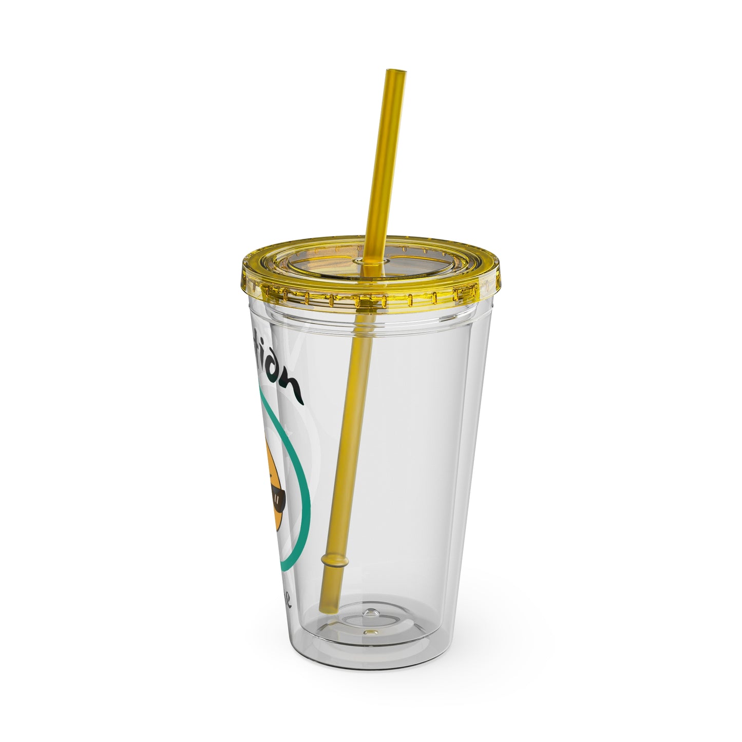 Sunsplash Vacation Time Tumbler with Straw | 16oz Clear Cup for Summer Drinks