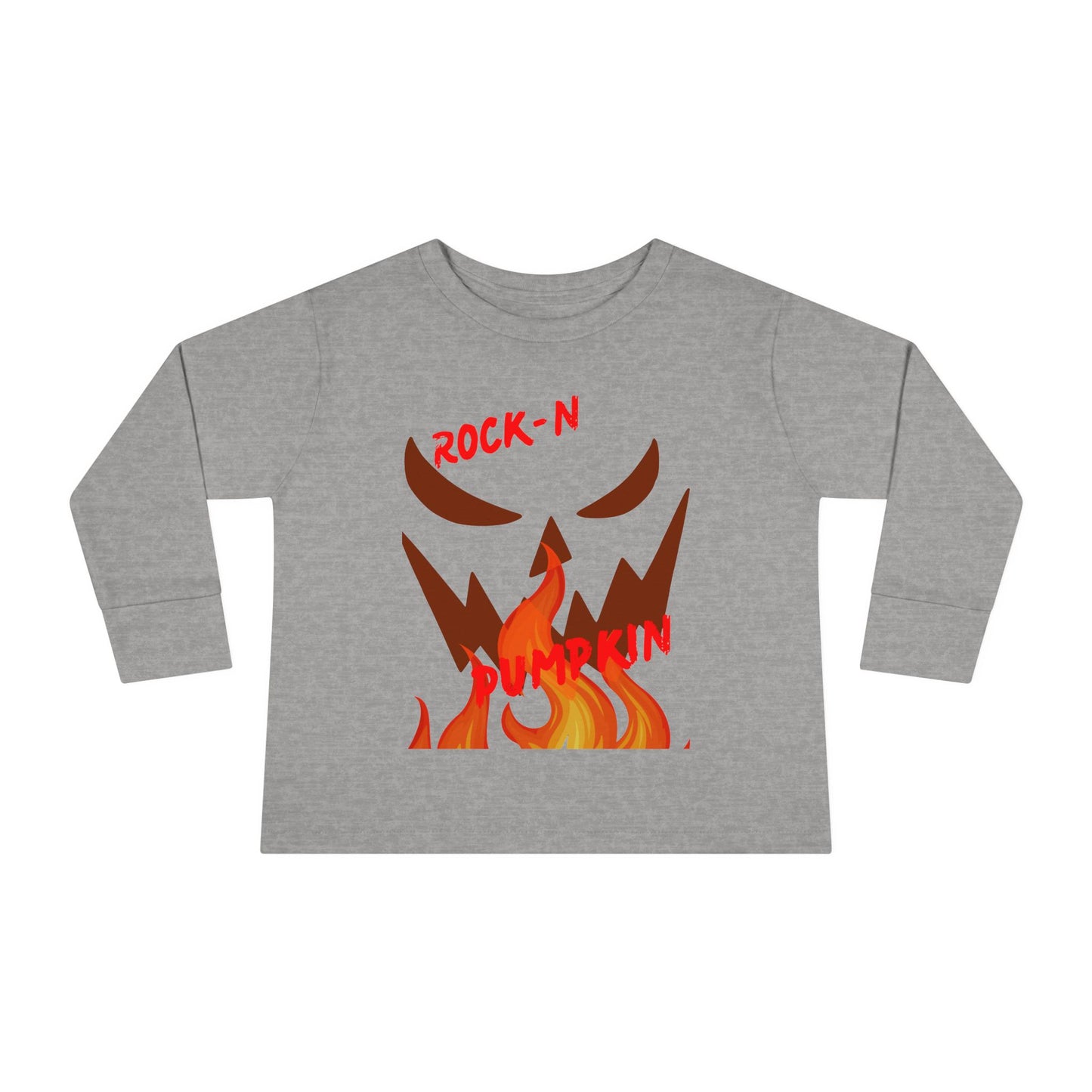 Rock-N-Pumpkin Toddler Long Sleeve Tee - Halloween, Fall, Kids Gift, Cute Outfit, Cozy Wear