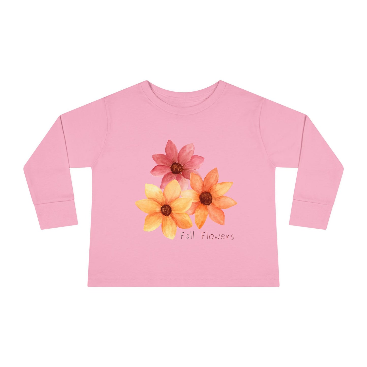 Toddler Flowers Long Sleeve Tee, Adorable Toddler Shirt, Baby Girl Gift, Cute Kids Clothing, Flower Print Top, Seasonal Wear