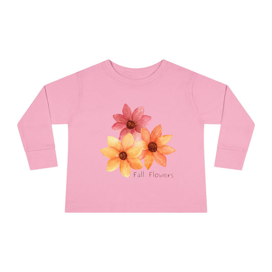 Toddler Flowers Long Sleeve Tee, Adorable Toddler Shirt, Baby Girl Gift, Cute Kids Clothing, Flower Print Top, Seasonal Wear