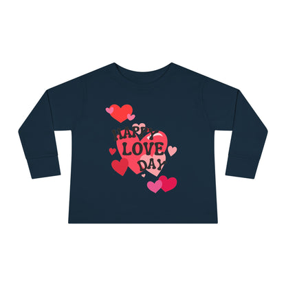 Happy Love Day Long Sleeve Tee, Heart Design Shirt, Valentine's Day Kids Top, Cute Valentine Toddler T-Shirt, Love Theme Baby Long Sleeve